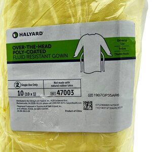 Halyard Over-The-Head Poly-Coated Fluid Resistant Gown Size 10 XL Yellow Univers